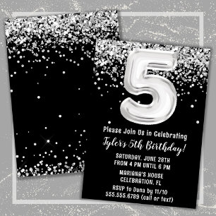 Invitation Fête d'anniversaire 5 ans Noir et Blanc