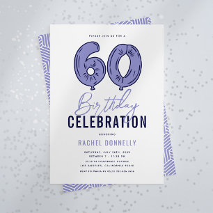 Invitation Fête d'anniversaire 60 ans Bleue