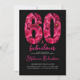 Invitation Fête d'anniversaire 60 ans et fabuleuse aux fleurs