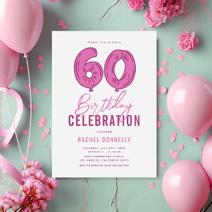 Invitation Fête d'anniversaire 60 ans Girly Rose