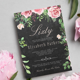Invitation Fête d'anniversaire 60 ans Jardin Floral Roseau Ta