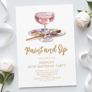 Invitation Fête d'anniversaire 60 ans Peinture à l'aquarelle 