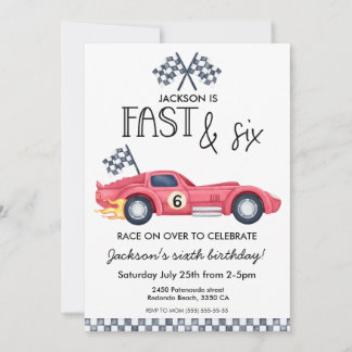 Invitation Fête d'anniversaire 6 ans Fast & sixth voiture de
