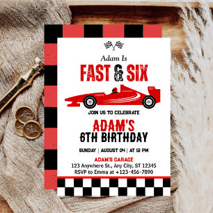 Invitation Fête d'anniversaire 6 ans garçon voiture de course