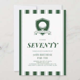 Invitation Fête d'anniversaire 70 ans Elegant Green Men Golf 
