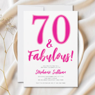 Invitation Fête d'anniversaire 70 ans moderne et fabuleuse ro