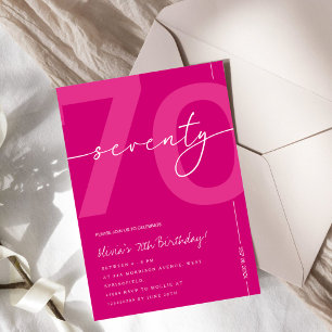 Invitation Fête d'anniversaire 70 ans rose minimaliste modern