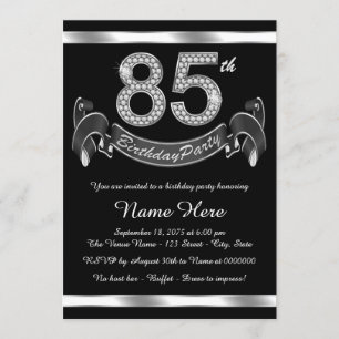 Invitation Fête d'anniversaire 85 ans argentée