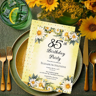 Invitation Fête d'anniversaire 85 ans Elegant Daisies Garden