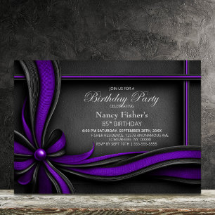 Invitation Fête d'anniversaire 85 ans Élégant Ruban Violet et