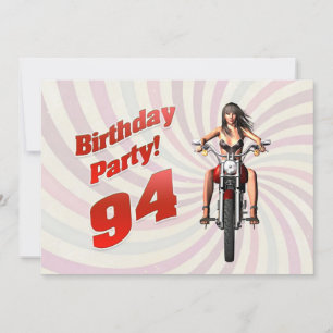 Invitation fête d'anniversaire 94 ans avec une fille sur une 