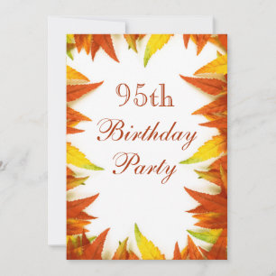 Invitation Fête d'anniversaire 95 ans Feuilles d'automne