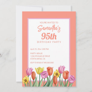 Invitation Fête d'anniversaire 95 ans thème floral