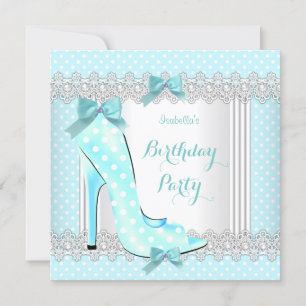 Invitation Fête d'anniversaire à chaussures à talons hauts à 