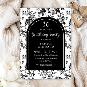 Invitation Fête d'anniversaire à la chinoiserie antique noire