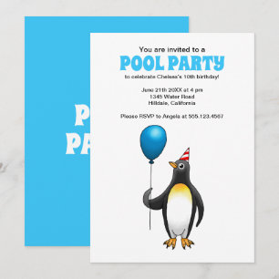 Invitation Fête d'anniversaire à la piscine l'été