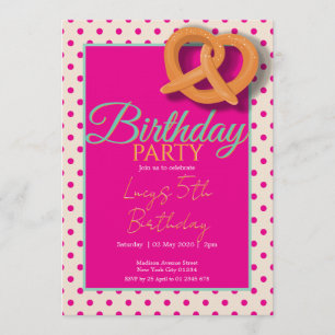 Invitation Fête d'anniversaire à pois roses