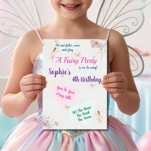Invitation fête d'anniversaire à thème de la fée des enfants (Créateur téléchargé)