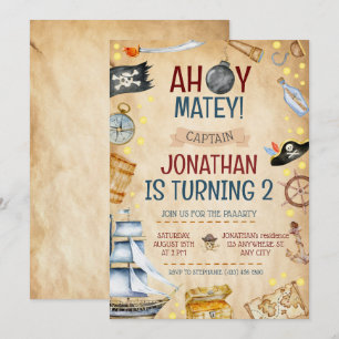 Invitation Fête d'anniversaire à thème Pirate