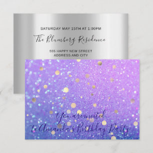 Invitation Fête d'anniversaire Abstrait Blue Purple Parties s