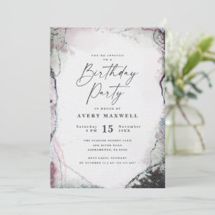 Invitation Fête d'anniversaire Abstraite moderne violet et ve