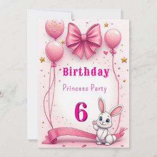 Invitation Fête d'anniversaire adorable lapin rose amusant 🐰