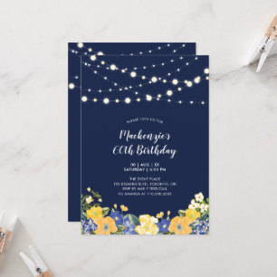 Invitation Fête d'anniversaire adulte avec lumières et fleurs