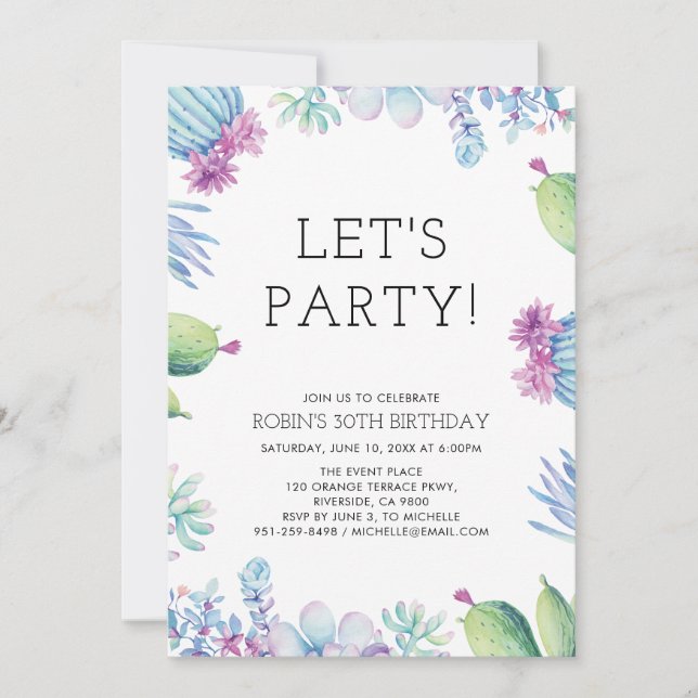 Invitation Fête d'anniversaire adulte d'été tropical moderne (Devant)