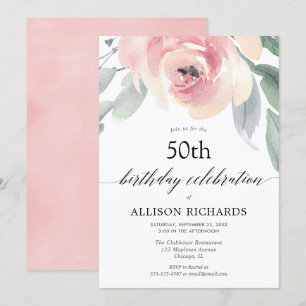 Invitation Fête d'anniversaire adulte femme florale