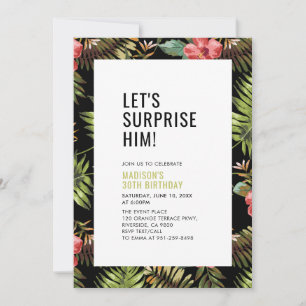 Invitation Fête d'anniversaire adulte surprise moderne tropic