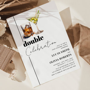 Invitation Fête d'anniversaire adulte Whiskey & Martini