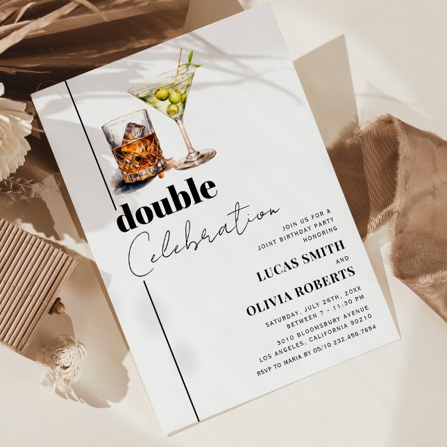 Invitation Fête d'anniversaire adulte Whiskey & Martini (Créateur téléchargé)