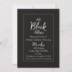 Invitation Fête d'anniversaire Affaire Tout en Noir Moderne É