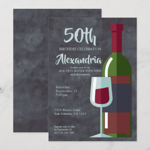 Invitation Fête d'anniversaire Âge s'améliore avec du vin (Ad