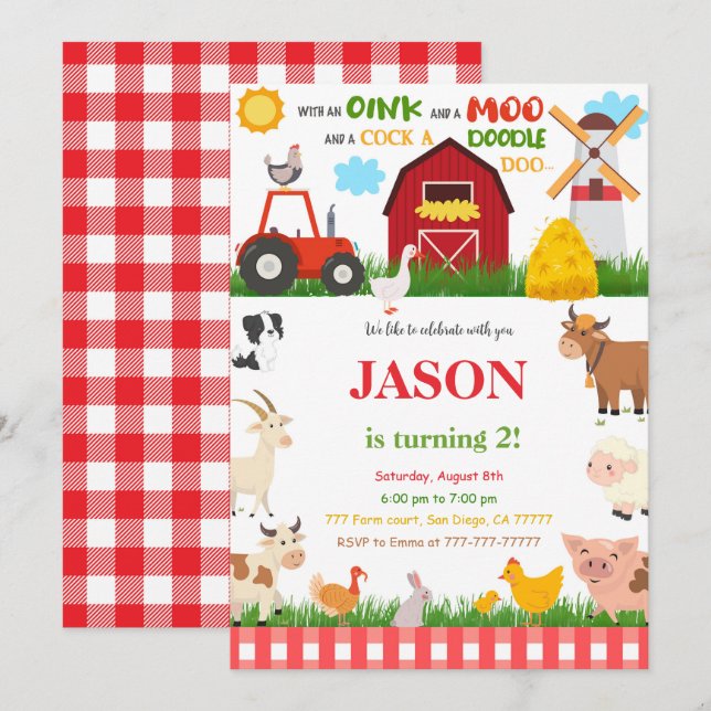 Invitation Fête d'anniversaire agricole (Devant / Derrière)