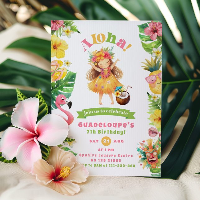 Invitation Fête d'anniversaire Aloha Luau Tropical (Créateur téléchargé)