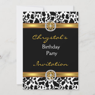 Invitation fête d'anniversaire Animal Vache bijou 
