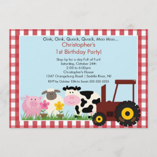 Invitation Fête d'anniversaire animale d'amusement de