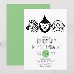 Invitation Fête d'anniversaire Animaux sauvages Fête