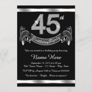 Invitation Fête d'anniversaire argentée 45 ans