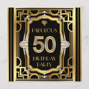 Invitation Fête d'anniversaire Art Déco 50 ans