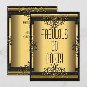 Invitation Fête d'anniversaire ART DÉCO Fabuleuse 50 50e Gats