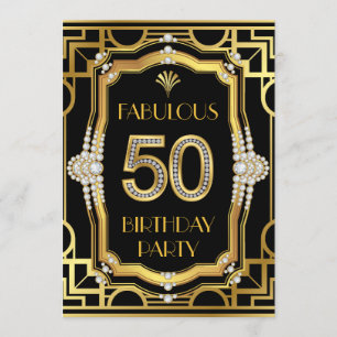 Invitation Fête d'anniversaire Art Déco Glamour Fabuleux 50