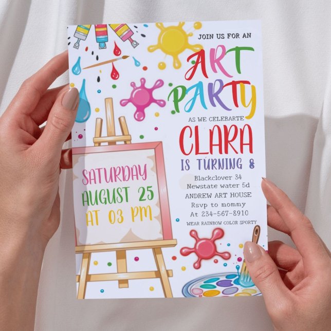 Invitation Fête d'anniversaire | Artiste Peinture d'art (Art Birthday Party  Art Painting Artist Invitation)