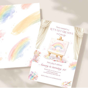 Invitation Fête d'anniversaire artistique créative arc-en-cie