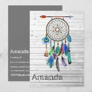 Invitation Fête d'anniversaire attrape-rêves amérindienne