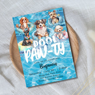 Invitation Fête d'anniversaire au bassin pour chiens