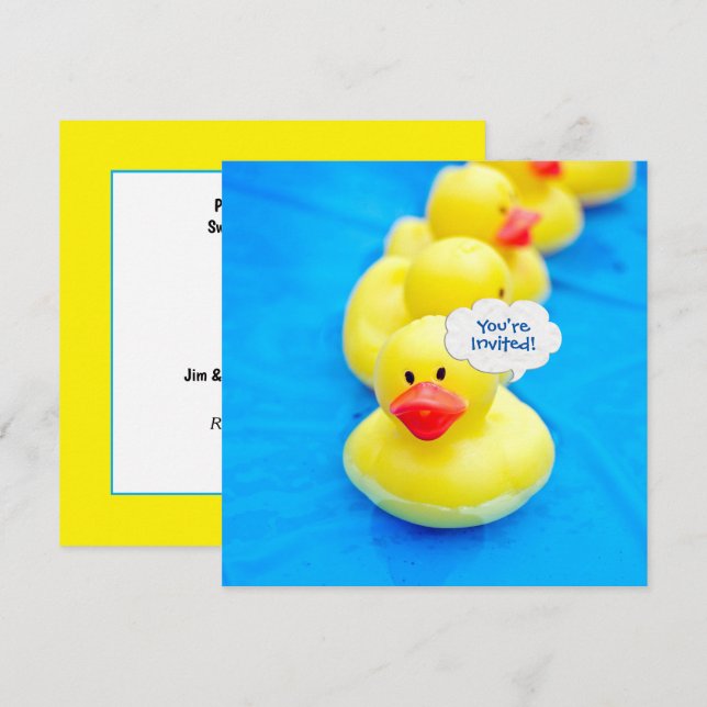 Invitation Fête d'anniversaire au bord de la piscine avec des (Devant / Derrière)
