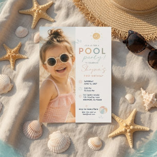 Invitation Fête d'anniversaire au bord de la piscine avec pho