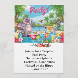 Invitation Fête d'anniversaire au bord de la piscine pour les